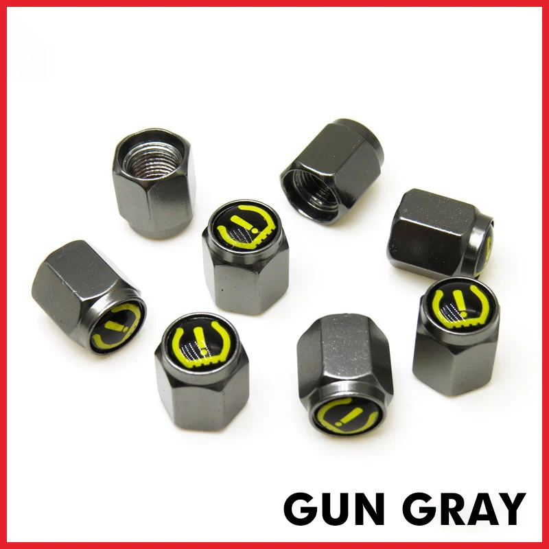 TPMS 타이어 밸브 캡 팽창식 마우스, 누수 방지 자동차 휠 액세서리, 블랙 알루미늄 건 컬러, 5 개