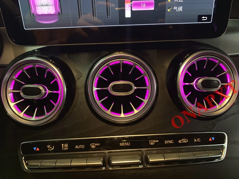 차량용 LED 노즐 분위기 램프 스트립, 메르세데스 벤츠 C GLC 클래스 W205 X253 MB 에어 벤트 네온 앰비언트 라이트, 3 12/64 색상