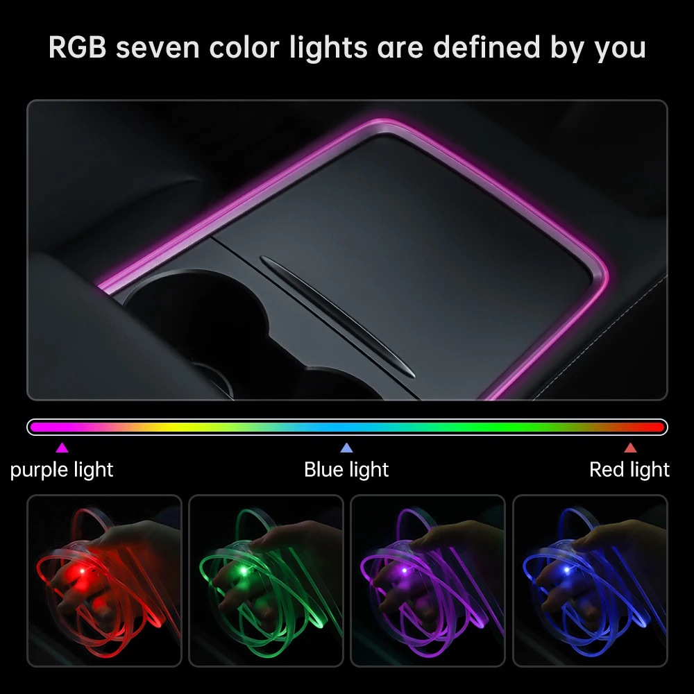 YZ 테슬라 모델 Y/3 2021 2023 센터 콘솔 대시보드 주변 조명, LED 스트립 네온 조명 센터 테슬라 액세서리