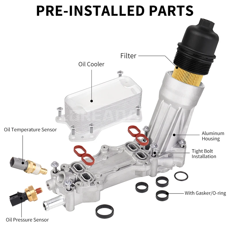 926-959 알루미늄 오일 필터 어댑터 하우징 엔진, 68105583AF, 닷지 크라이슬러 램 충전기, 체로키 랭글러 프로마스터 3.6L V6