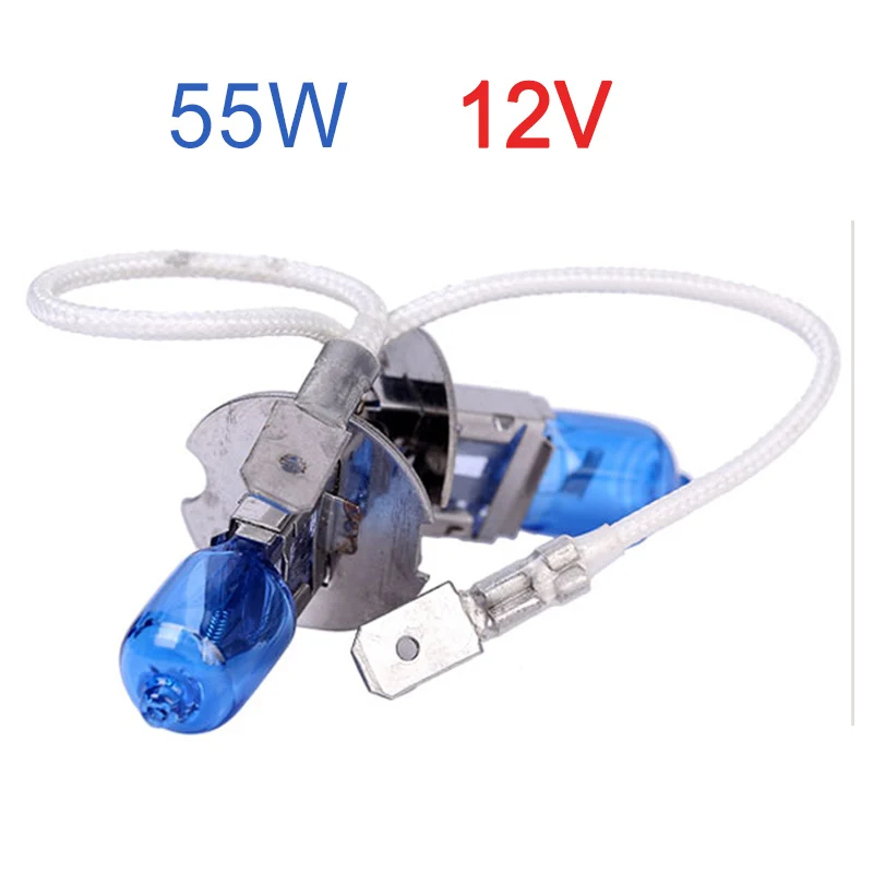 H3 슈퍼 브라이트 화이트 안개 할로겐 전구, 자동차 헤드 램프 라이트, 자동차 스타일링 광원, 주차 6000K, 55W, 12V, 2 개