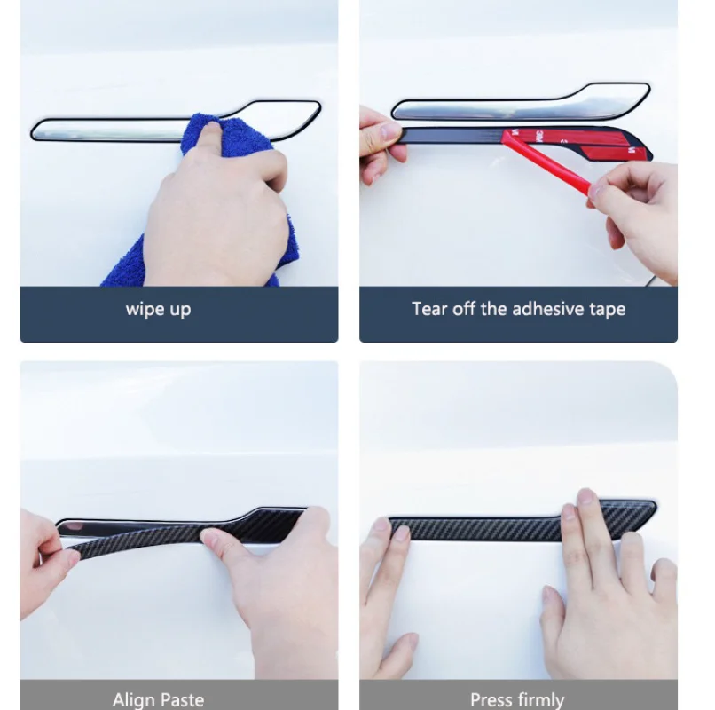 테슬라 모델 3 Y용 탄소 섬유 ABS 스타일링 프리미엄 내구성 액세서리, 모델 3 2023 자동차 문짝 핸들 커버 보호대 스티커