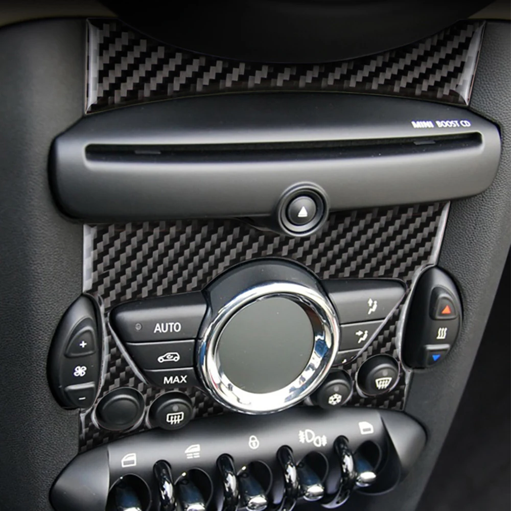 탄소 섬유 자동차 스티커 인테리어 트림 중앙 제어 노브 패널 커버 스티커, 미니 쿠퍼 클럽맨 R55 R56 R57 용 액세서리