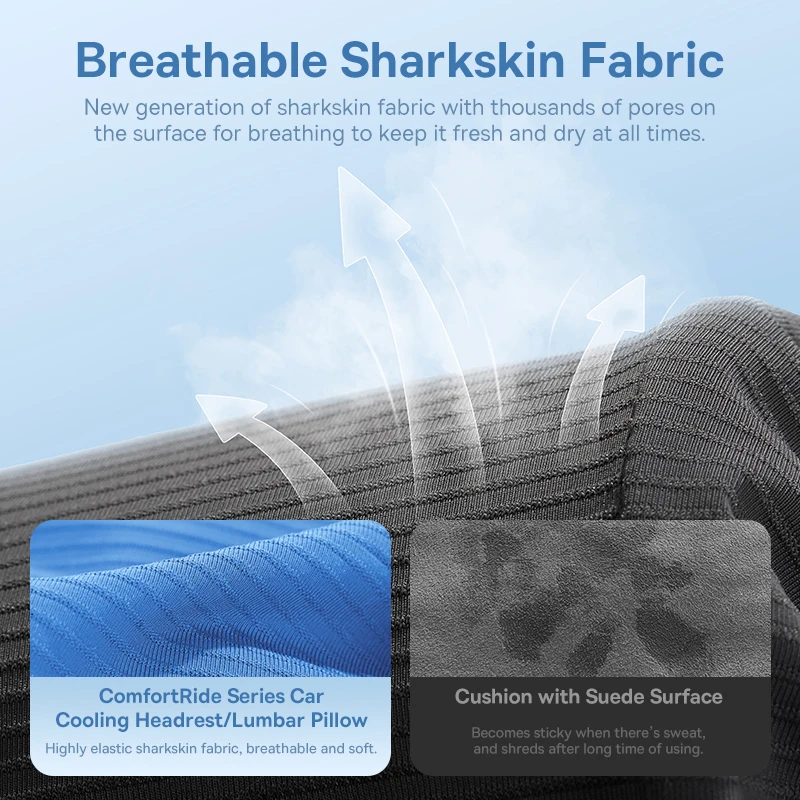 Baseus 차량용 헤드레스트 목 허리 쿨링 젤 베개, 요추 지지 쿠션, 통기성 메모리 코튼, 인체공학적 디자인