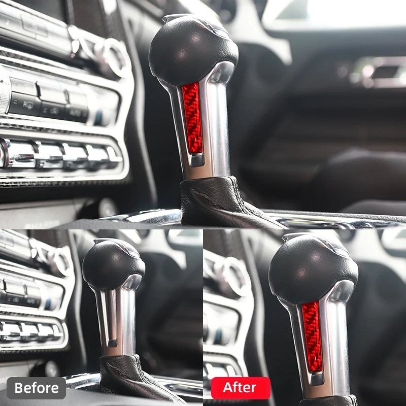 포드 머스탱 GT 2015-2021 용 액세서리, 탄소 섬유 인테리어 자동차 기어 레버, 양면 트림 커버 트림 스티커 데칼 장식