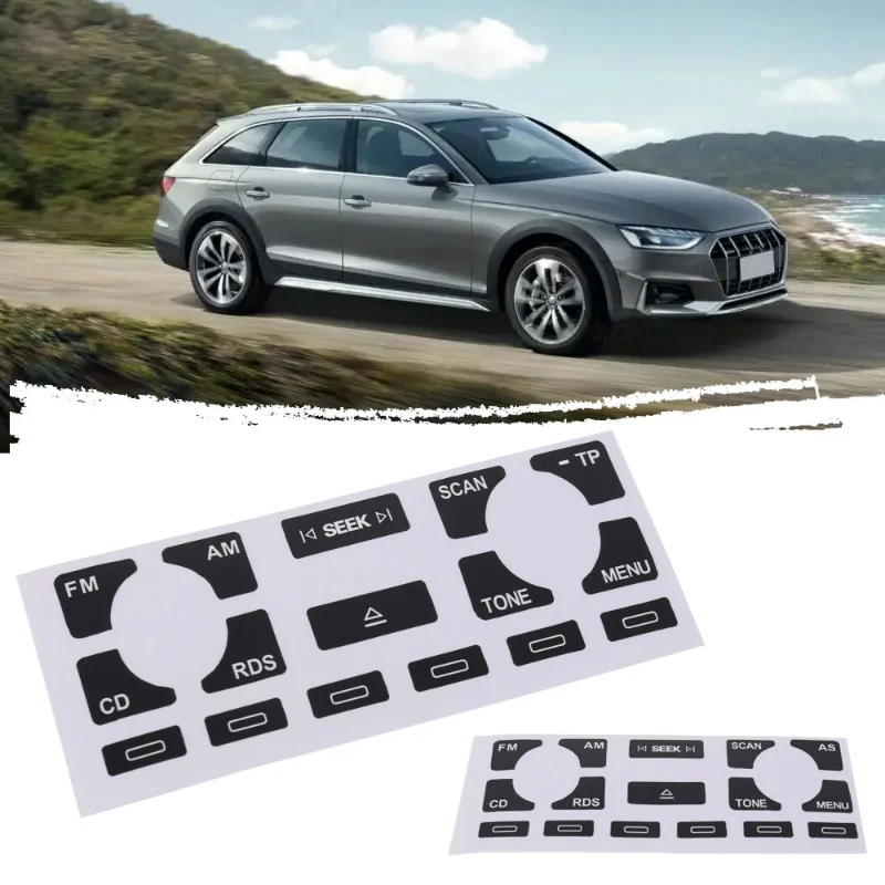자동차 라디오 스테레오 마모 필링 버튼 수리 데칼 스티커 블랙 자동차 액세서리 인테리어, 아우디 A4 B6, B7, A6, A2 및 A3 8L, P