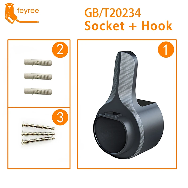 Feyree EV 충전기 GB/T 타입 홀더, 벽걸이 전기 자동차 충전 케이블 오거나이저, 전기 자동차용 벽 브래킷 충전기 홀더