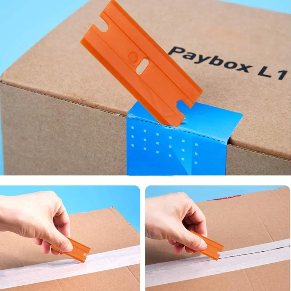 면도날 스크레이퍼 플라스틱 창 유리 접착제 클리너 리무버 나이프 블레이드 틴팅 라벨, 데칼 접착제 리무버 도구 100 피스