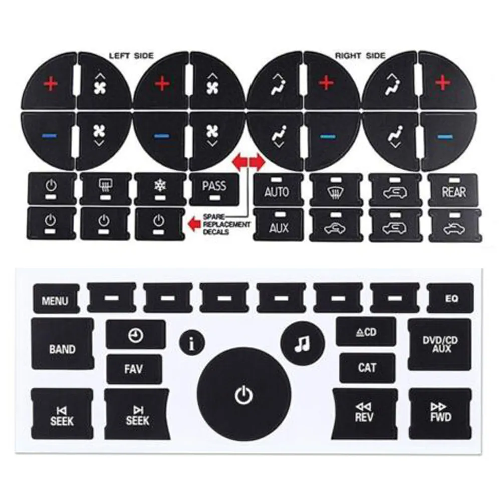 자동차 AC 대시 버튼 수리 키트 스티커 대시 보드 데칼, 뷰익 엔클레이브 쉐보레 아발란치 실베라도 타호 GMC 아카디아 시에라 유콘용