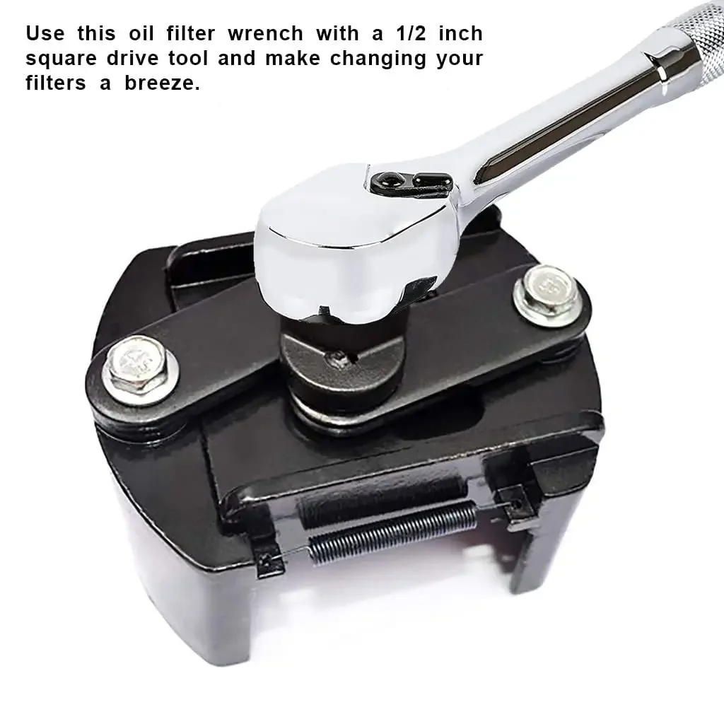 범용 오일 필터 렌치 조정 가능 2.36-4.13 인치 제거 도구 미끄럼 방지 톱니 모양의 조가있는 1/2 인치 드라이브 제거 풀러, 드라이브 제거 풀러