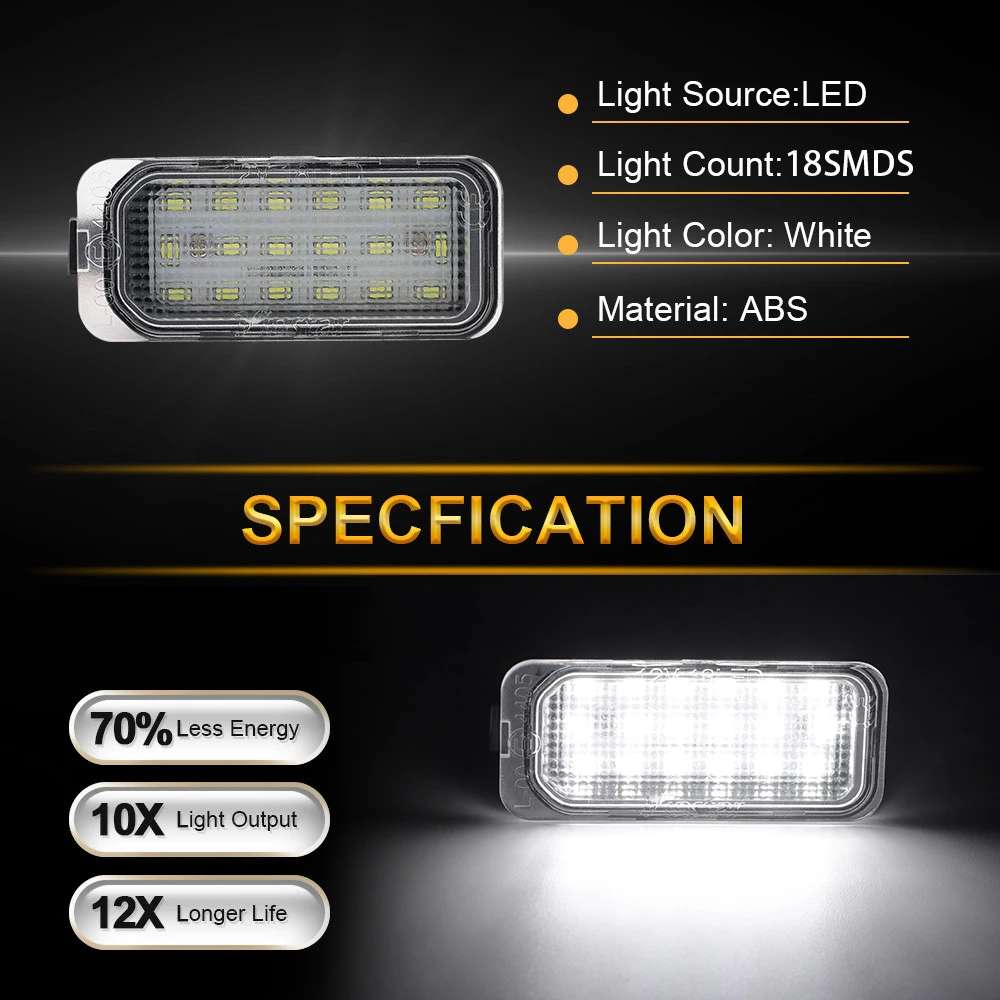 LED 번호판 조명, 포드 포커스 2 MK2 3 몬데오 4 5 피에스타 6 7 쿠가 S-MAX, 오류 없음 백라이트 번호판 조명 램프, 2 개