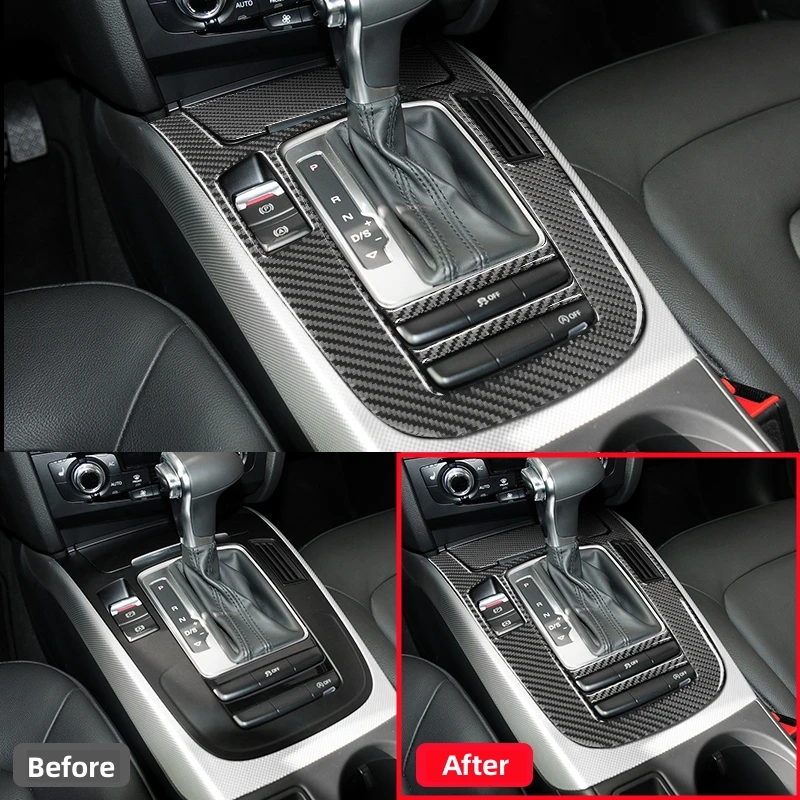 탄소 섬유 자동차 콘솔 기어 시프트 패널 장식 커버 트림 스티커, 아우디 A4 B8 A5 Q5 2009-2018 인테리어 액세서리