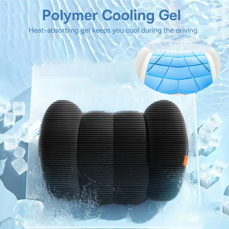 Baseus 차량용 헤드레스트 목 허리 쿨링 젤 베개, 요추 지지 쿠션, 통기성 메모리 코튼, 인체공학적 디자인