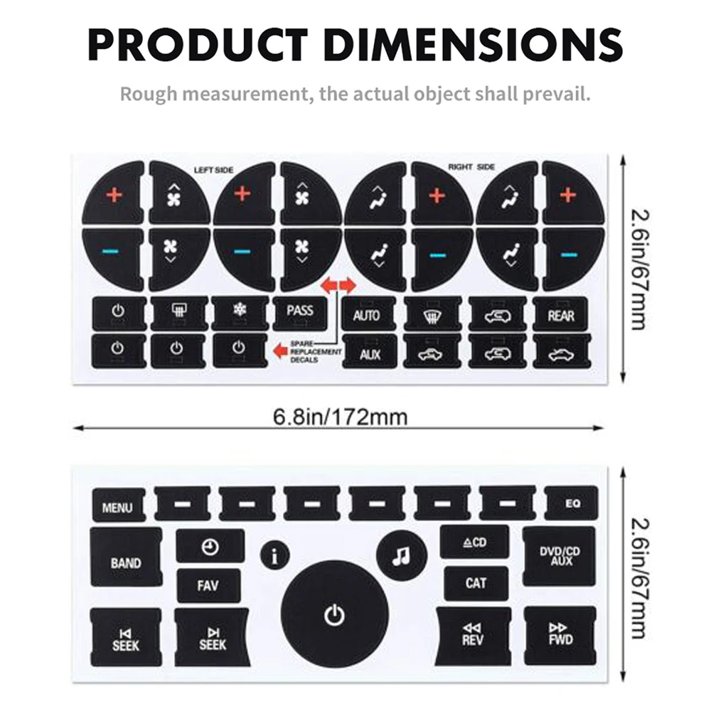 자동차 AC 대시 버튼 수리 키트 스티커 대시 보드 데칼, 뷰익 엔클레이브 쉐보레 아발란치 실베라도 타호 GMC 아카디아 시에라 유콘용