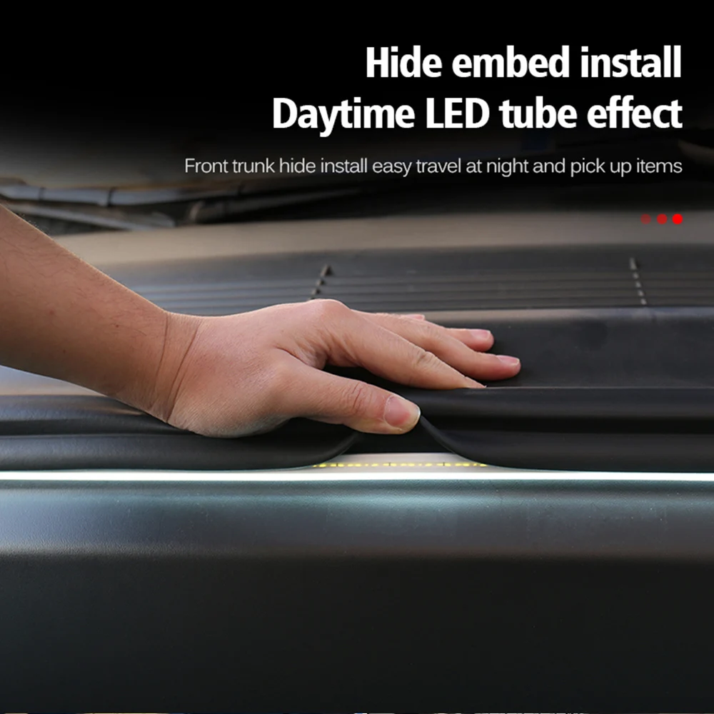 LED 자동차 전면 트렁크 라이트 스트립, 간편한 설치, 테슬라 모델 3 Y S X 5M 방수 네온 램프, 전면 트렁크 LED 수정 조명