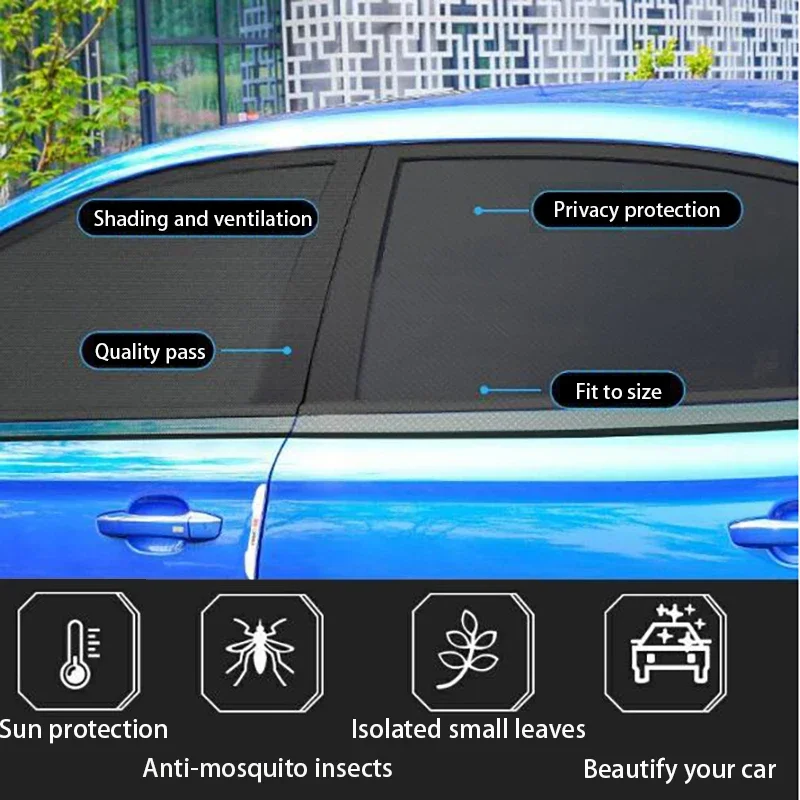 자동차 창문 스크린 도어 커버 UV 차단 차양 네트, 자동차 전면 및 후면 차양, 자동차 부품 차양, 자동차 창문용 차양, 2 개