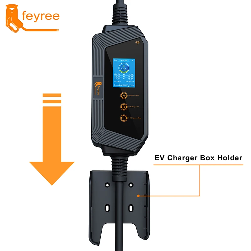 Feyree 전기 자동차용 휴대용 EV 충전기 케이블, Wi-Fi 앱 제어, EVSE 충전 박스, CEE 플러그, 11KW, 16A, 3P