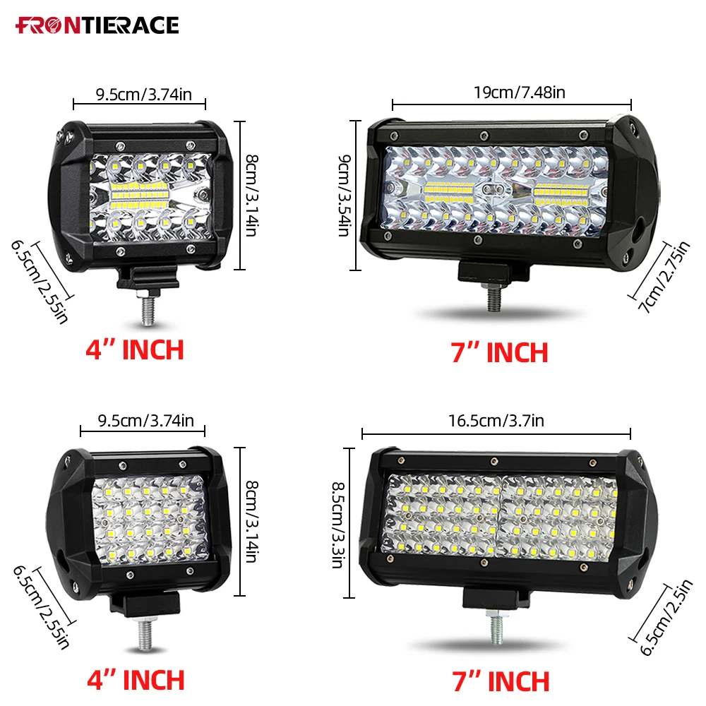 자동차 Sportlight LED 작업 표시 줄 오프로드 홍수 조명 운전 헤드 라이트 4/5/7Inch 램프 콤보 빔 12V 24V ATV SUV