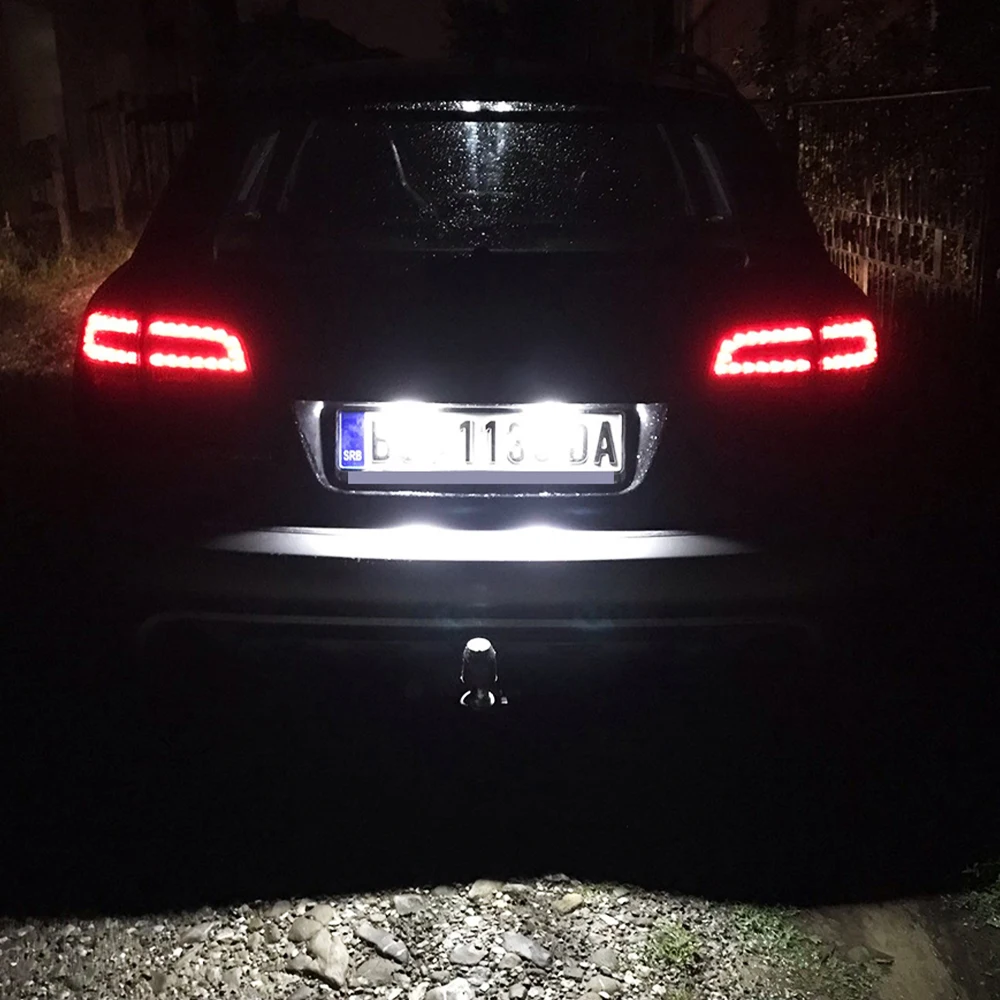 LED 번호판 조명, 아우디 A3 8P A4 S4 RS4 B6 B7 A6 RS6 S6 C6 A8 S8 Q7 캔버스, 오류 없음, 번호 램프, 2 개