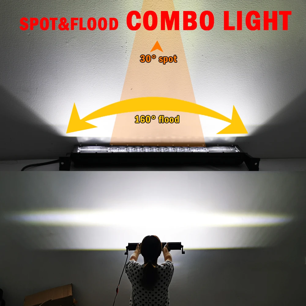 CO LIGHT 22 32 42 52 인치 곡선 Led 라이트 바 420W 620W 820W 1020W 콤보 듀얼 로우 오프로드 자동차 트랙터 트럭 4x4 SUV ATV