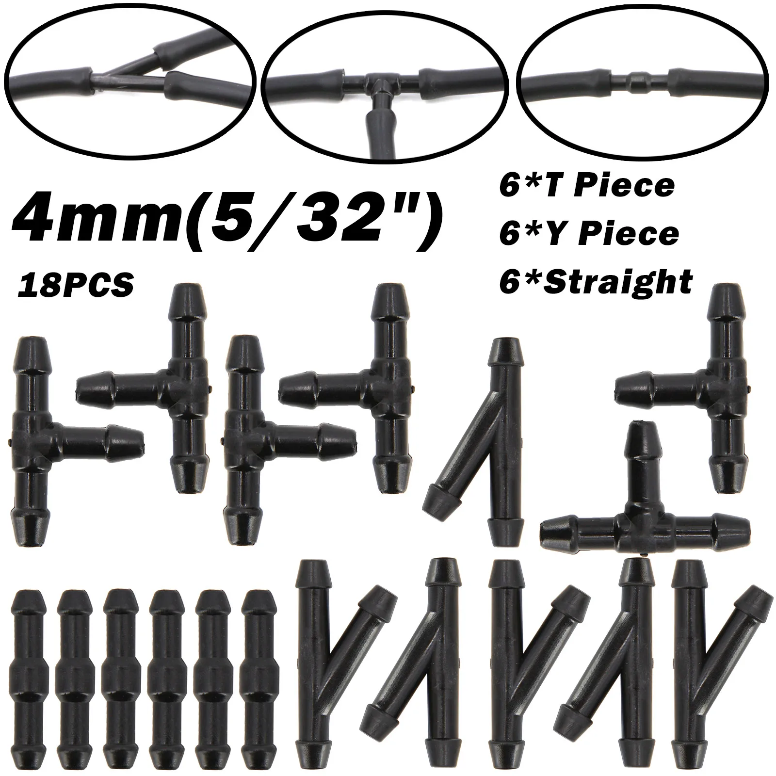 18Pcs 유니버설 와이퍼 와셔 노즐 호스 튜브 조이너 파이프 커넥터 T 조각 스트레이트 티 3 웨이 Y 조각 공기 연료 물 가솔린 title=18Pcs 유니버설 와이퍼 와셔 노즐 호스 튜브 조이너 파이프 커넥터 T 조각 스트레이트 티 3 웨이 Y 조각 공기 연료 물 가솔린 