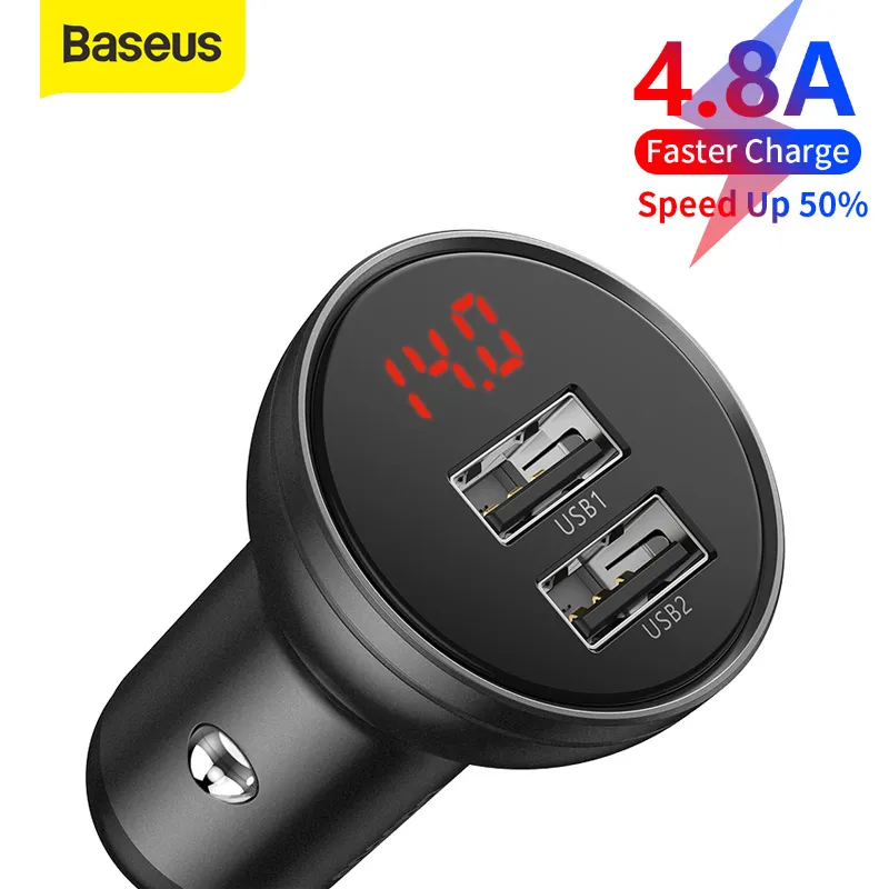Baseus-듀얼 USB 자동차 충전기 4,8a 24W 빠른 충전 2 포트 USB 전화 자동 충전기 어댑터 휴대 전화 태블릿 자동차 충전, 차량용 충전기, 고속, 품질 좋은 title=Baseus-듀얼 USB 자동차 충전기 4,8a 24W 빠른 충전 2 포트 USB 전화 자동 충전기 어댑터 휴대 전화 태블릿 자동차 충전, 차량용 충전기, 고속, 품질 좋은
