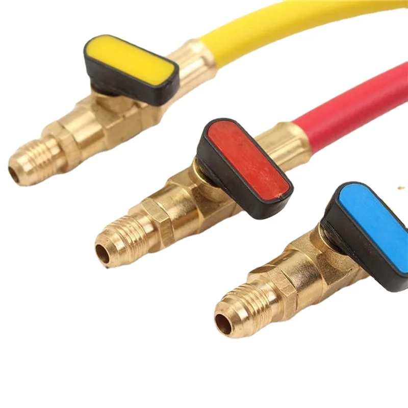 R134A R410 R22 800-4000 PSI 매니 폴드 게이지 세트 A/C 냉동 충전 호스, HVAC 냉매 호스 세트, 볼 밸브 포함, 3 개