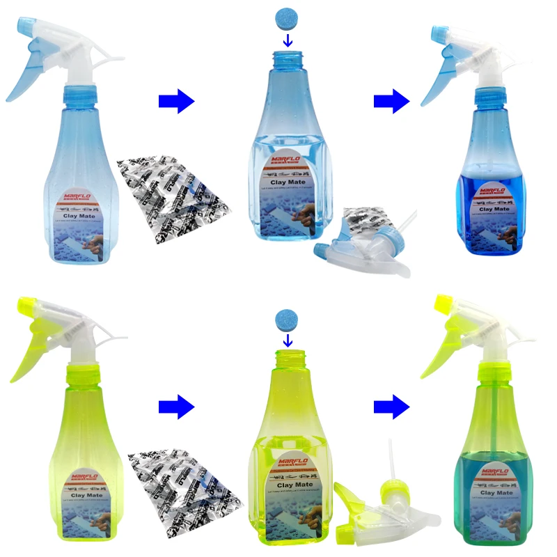 Marflo 세차 클레이 윤활유 병, 블루 그린, 매직 클레이 패드 타올, 미트 블록, Brilliatech BT-2017
