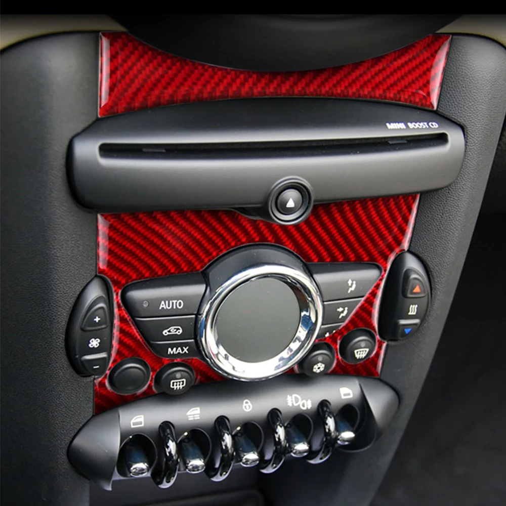 탄소 섬유 자동차 스티커 인테리어 트림 중앙 제어 노브 패널 커버 스티커, 미니 쿠퍼 클럽맨 R55 R56 R57 용 액세서리