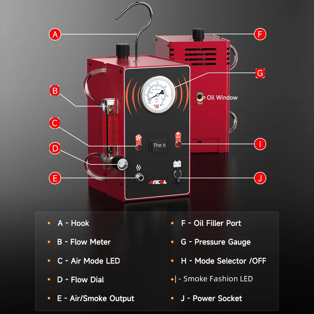 ANCEL S300 자동차 Evap 연기 기계 오일 파이프 누출 분석기 테스터, 연료 파이프 누출 발생기, 자동 EVAP 시스템 진단 도구