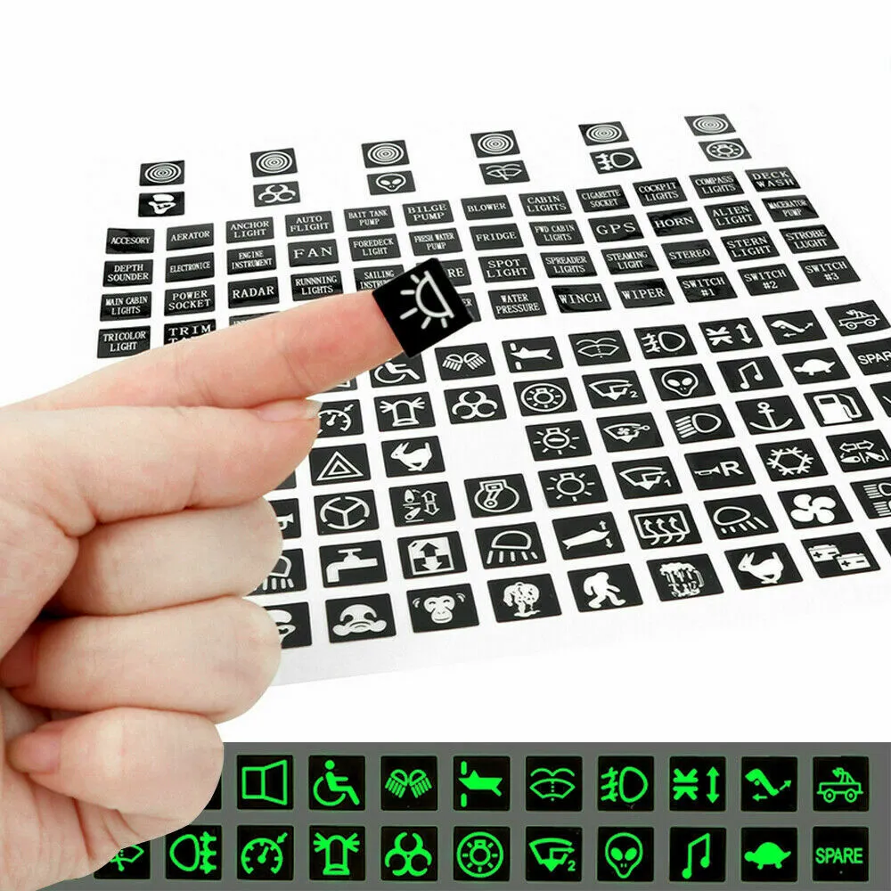 빛나는 로커 스위치 레이블 PVC 자동차 스티커 트럭 악기 회로 패널 데칼 장식 자동차 스타일링 액세서리 해양 보트 title=빛나는 로커 스위치 레이블 PVC 자동차 스티커 트럭 악기 회로 패널 데칼 장식 자동차 스타일링 액세서리 해양 보트