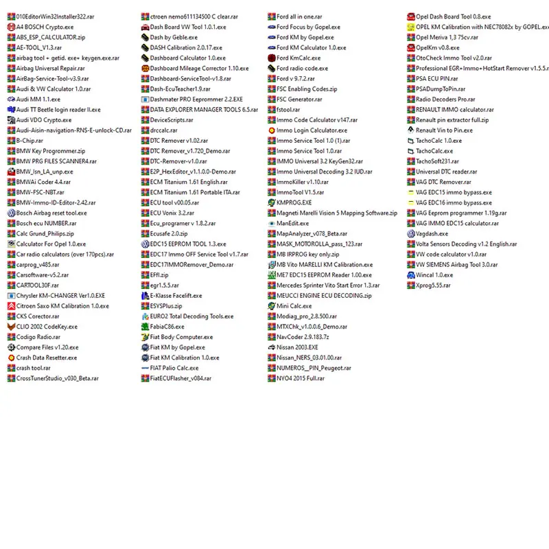 Immo OFF 파일 패키지 Immo 에어백 대시 마일리지 보정, 에어백 크래시 클리어, IMMO OFF, 대시, IMMO 소프트웨어, 총 32 GB