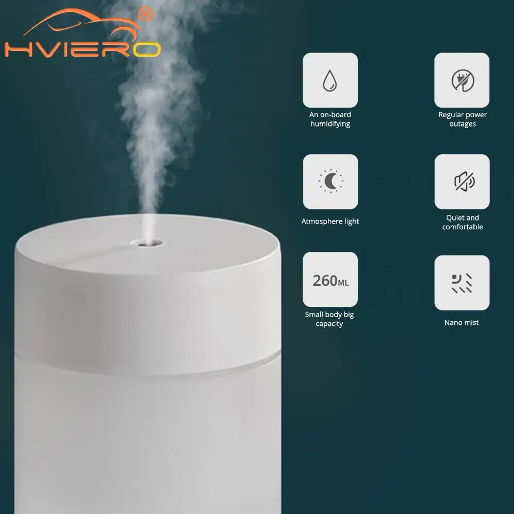 가정용 차량용 초음파 가습기 미니 아로마 테라피 디퓨저, 휴대용 분무기, USB 에센셜 오일 무화기 LED 램프, 260ml title=가정용 차량용 초음파 가습기 미니 아로마 테라피 디퓨저, 휴대용 분무기, USB 에센셜 오일 무화기 LED 램프, 260ml