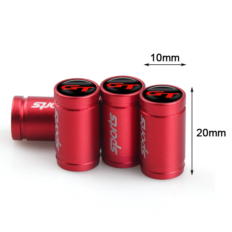 GT 로고 배지 금속 타이어 밸브 캡, 자동차 휠 타이어 밸브 커버, 오토바이 자전거, 볼보, 스즈키, 현대 시트, 르노, 폭스바겐용, 4 개