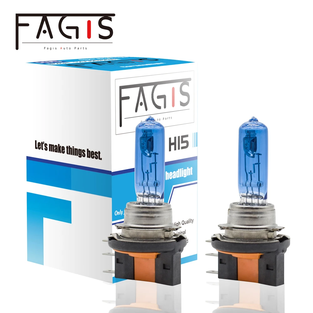 Fagis 2Pcs H15 12v 15/55w 블루 미국 브랜드 석영 유리 4800K 슈퍼 화이트 자동차 헤드 라이트 램프 자동 할로겐 전구 자동차 조명 title=Fagis 2Pcs H15 12v 15/55w 블루 미국 브랜드 석영 유리 4800K 슈퍼 화이트 자동차 헤드 라이트 램프 자동 할로겐 전구 자동차 조명