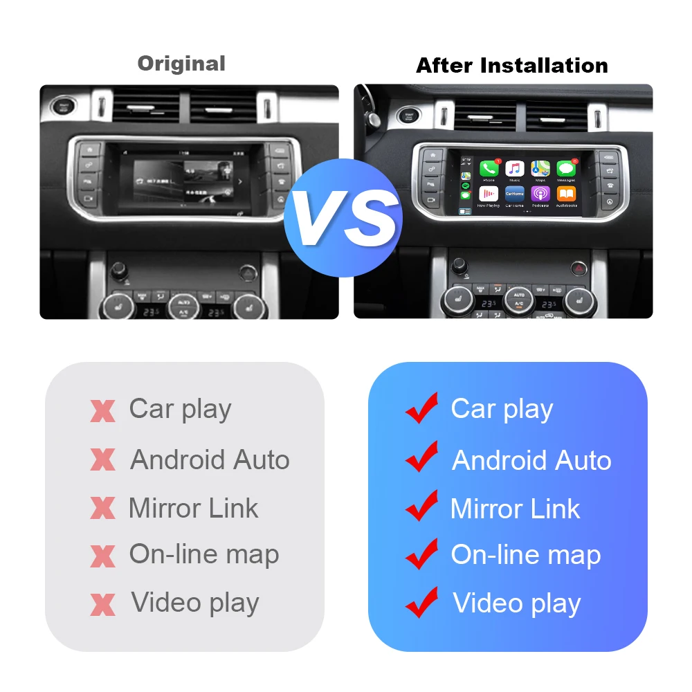 랜드로버 재규어 보쉬 디스커버리 4 이보크 프리랜더 2 XE XF XJL 미러링 데코용 무선 카플레이 안드로이드 오토 핏