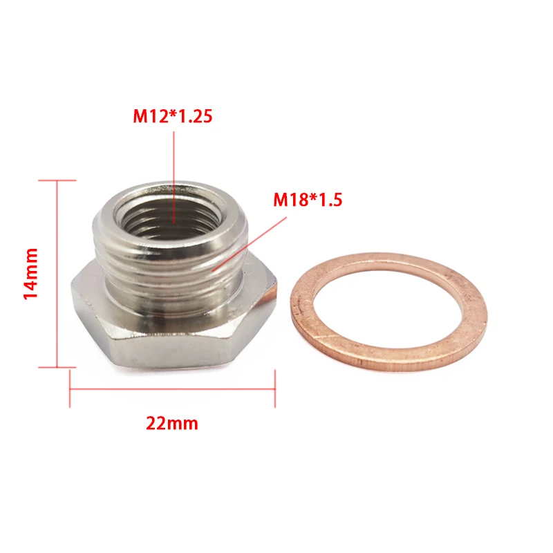 배기 O2 산소 센서 스페이서 감속기 어댑터 커넥터 액세서리, M18 x 1.5mm ~ M12 x 1.25mm