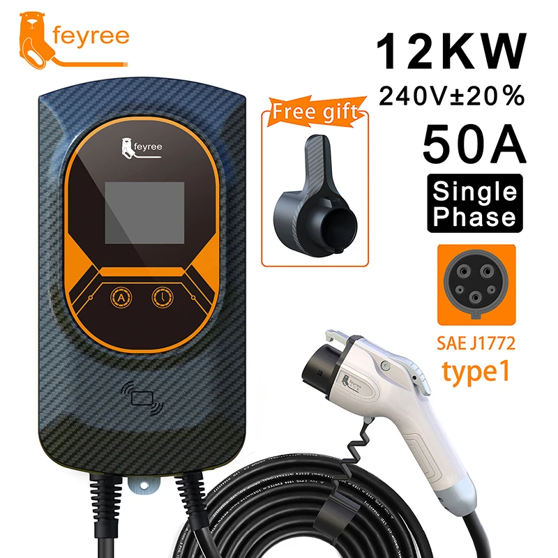Feyree EVSE 월박스 전기 자동차 벽 장착 충전 스테이션, EV 충전기 타입 1 케이블, J1772 소켓, 50A, 12KW, 1 상 title=Feyree EVSE 월박스 전기 자동차 벽 장착 충전 스테이션, EV 충전기 타입 1 케이블, J1772 소켓, 50A, 12KW, 1 상 