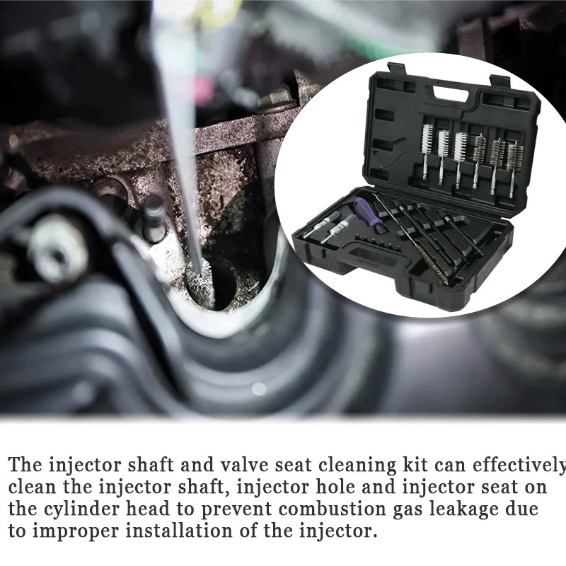 범용 인젝터 시트 청소 세트, 디젤 엔진 씰링 및 샤프트 브러시 키트, 19 개