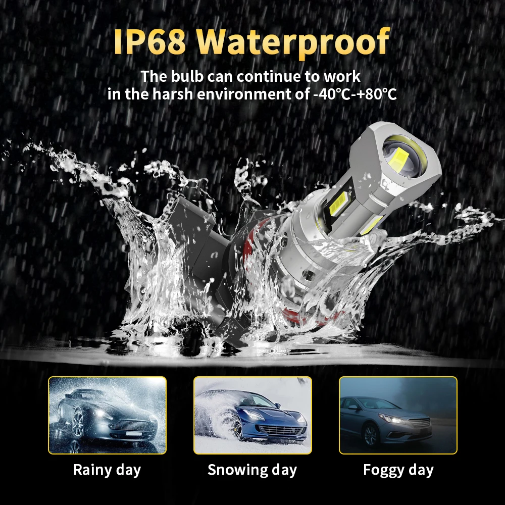 JP 자동차 LED 안개 헤드라이트 전구, 6000K 화이트 자동 안개등, 주간 주행등, 2X H8 H9 Led H11 9005 HB3 9006 HB4 H10 9145 H4 H7 H16