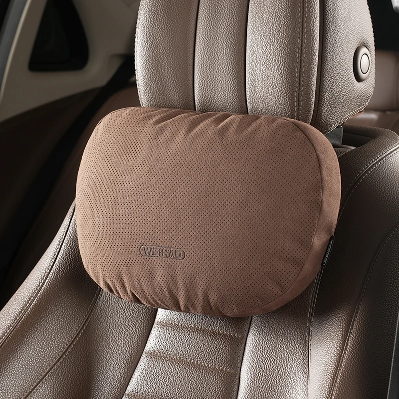 WeiHao 자동차 머리 받침 목 지지대 액세서리, 스웨이드 시트, 부드러운 조절 가능한 베개 받침 쿠션, 벤츠 아우디 BMW용 범용 심사