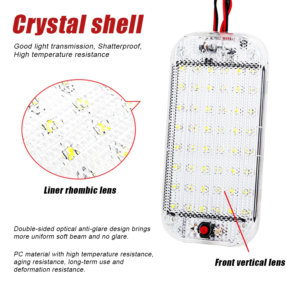 차량 인테리어 돔 지붕 천장 독서등, 48LED, 12V-85V, 자동차 인테리어 조명, 신제품