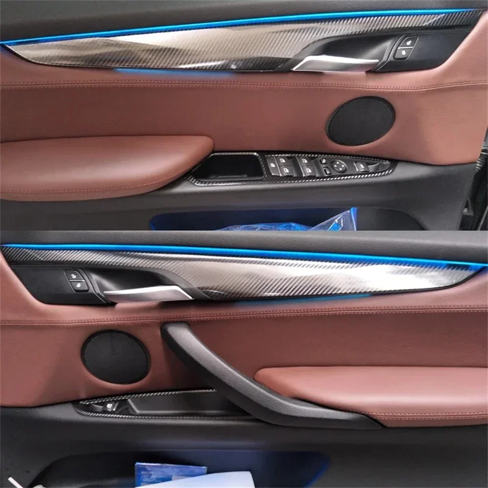 BMW X5 F15 X6 F16 2014-18 용 인테리어 중앙 컨트롤패널 문짝 핸들 5D 탄소 섬유 스티커 데칼, 자동차 스타일링 액세서리