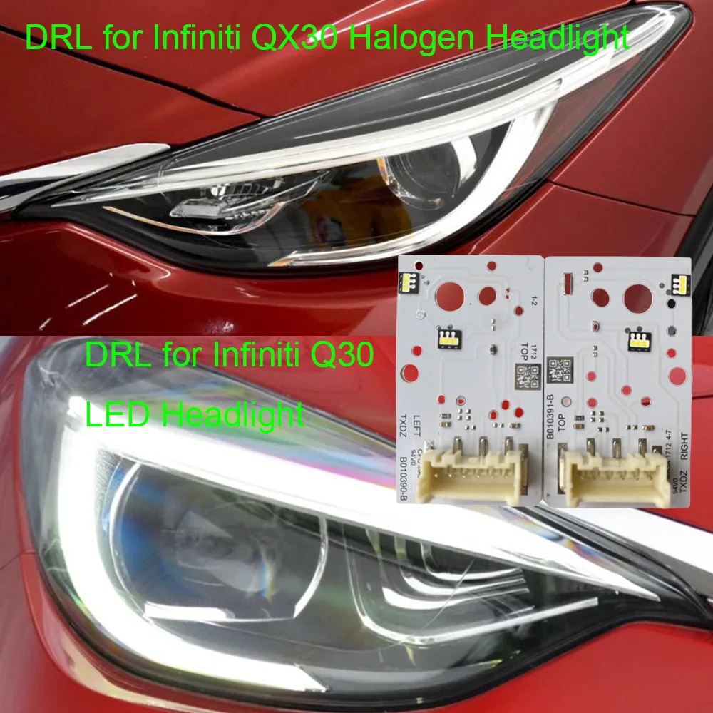 주간 주행등 칩, 2016-2019 인피니티 QX30 할로겐 헤드라이트 Q30 용, LED 전조등 B010390-B B010391-B L & R 화이트 DRL