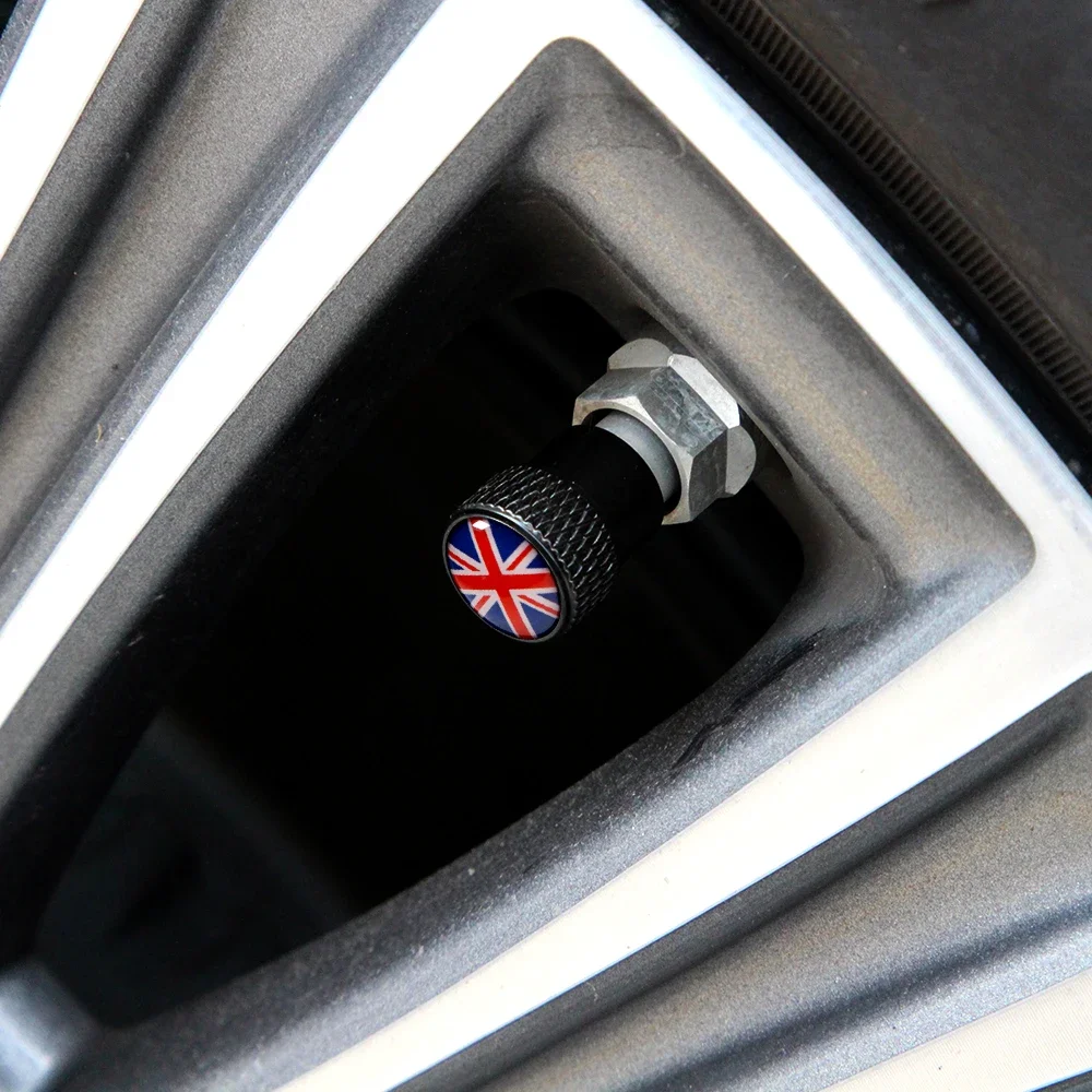 범용 UK 타이어 밸브 캡, 알루미늄 합금 타이어 밸브 먼지 커버, 모든 자동차 트럭 SUV 자전거 오토바이 자동차에 적합, 세트당 4 개