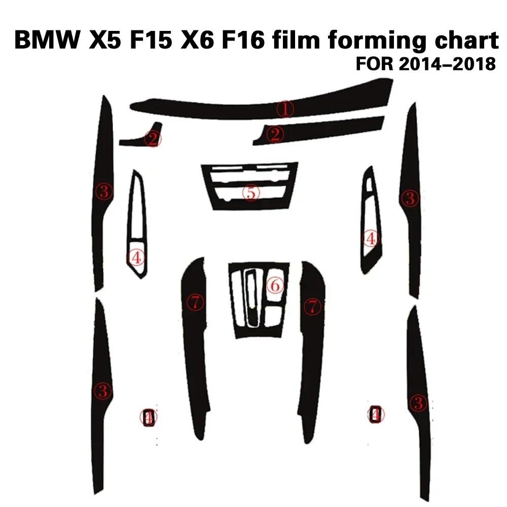 BMW X5 F15 X6 F16 2014-18 용 인테리어 중앙 컨트롤패널 문짝 핸들 5D 탄소 섬유 스티커 데칼, 자동차 스타일링 액세서리 title=BMW X5 F15 X6 F16 2014-18 용 인테리어 중앙 컨트롤패널 문짝 핸들 5D 탄소 섬유 스티커 데칼, 자동차 스타일링 액세서리 
