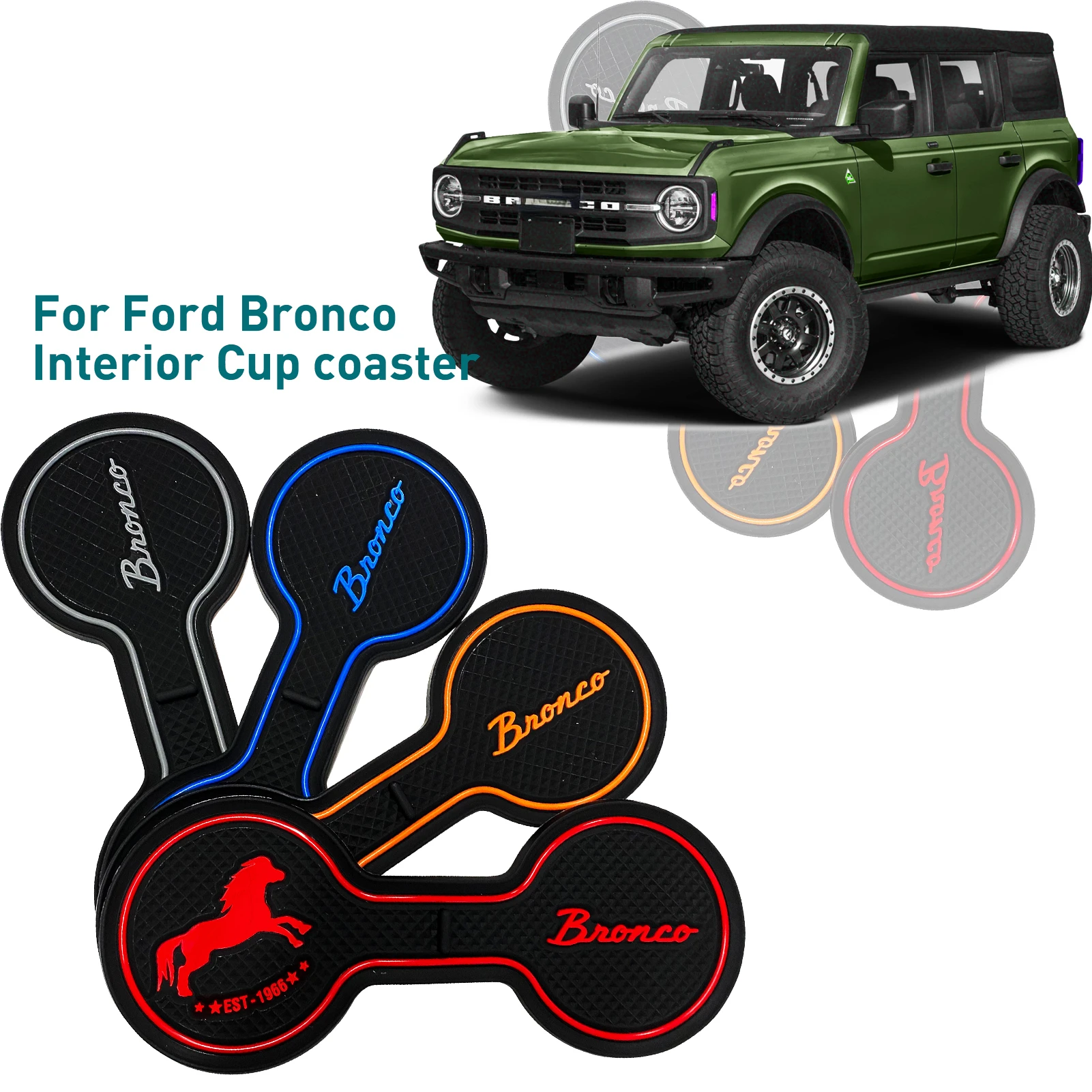 포드 브롱코 자동차 컵 코스터, 2020 2021 2022 소프트 드링크 컵 거치대 미끄럼 방지 패드, 데일리 인테리어 액세서리, 자동차 스타일링 title=포드 브롱코 자동차 컵 코스터, 2020 2021 2022 소프트 드링크 컵 거치대 미끄럼 방지 패드, 데일리 인테리어 액세서리, 자동차 스타일링 