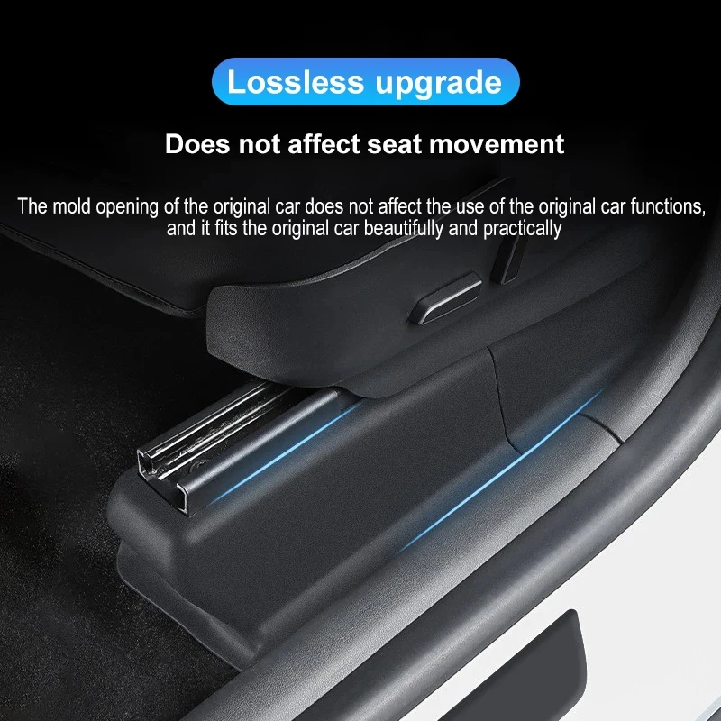 테슬라 모델 Y 2022 2023 보호 쉘, 좌석 아래 코너 가드, 시트 슬라이드 레일 보호대 커버, 킥 방지 장식 플록