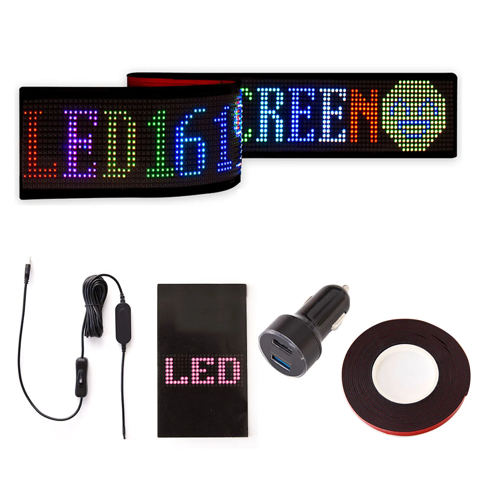 차량용 RGB LED 패널 광고, 자동차 뒷창 사인, 유연한 디스플레이 화면, 블루투스 전화 앱 제어, 맞춤형 텍스트