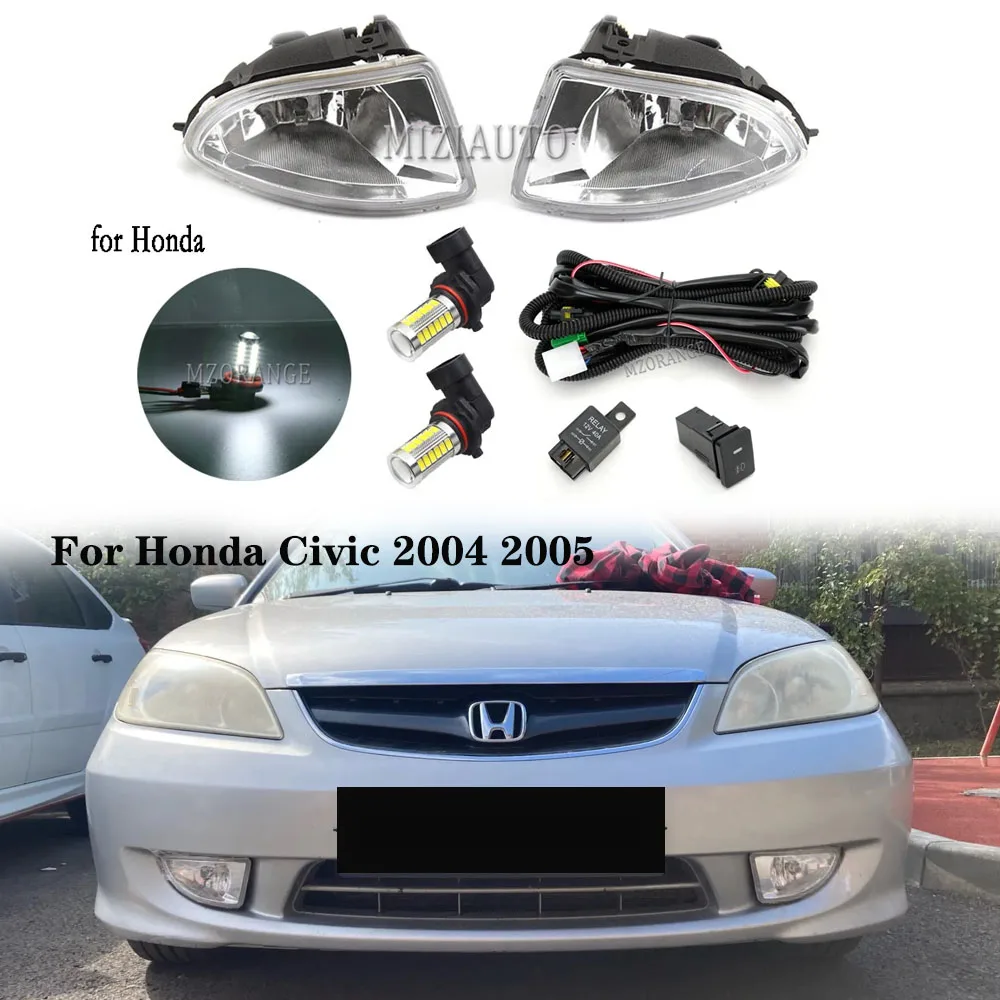 Honda Civic 2004 2005 헤드라이트용 안개등, LED 프론트 범퍼 할로겐 안개등 어셈블리, 와이어링 스위치 케이블 액세서리 title=Honda Civic 2004 2005 헤드라이트용 안개등, LED 프론트 범퍼 할로겐 안개등 어셈블리, 와이어링 스위치 케이블 액세서리 